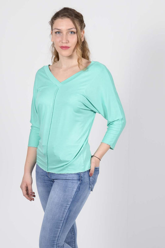 Μπλούζα νυχτερίδα με ασημί κλωστή