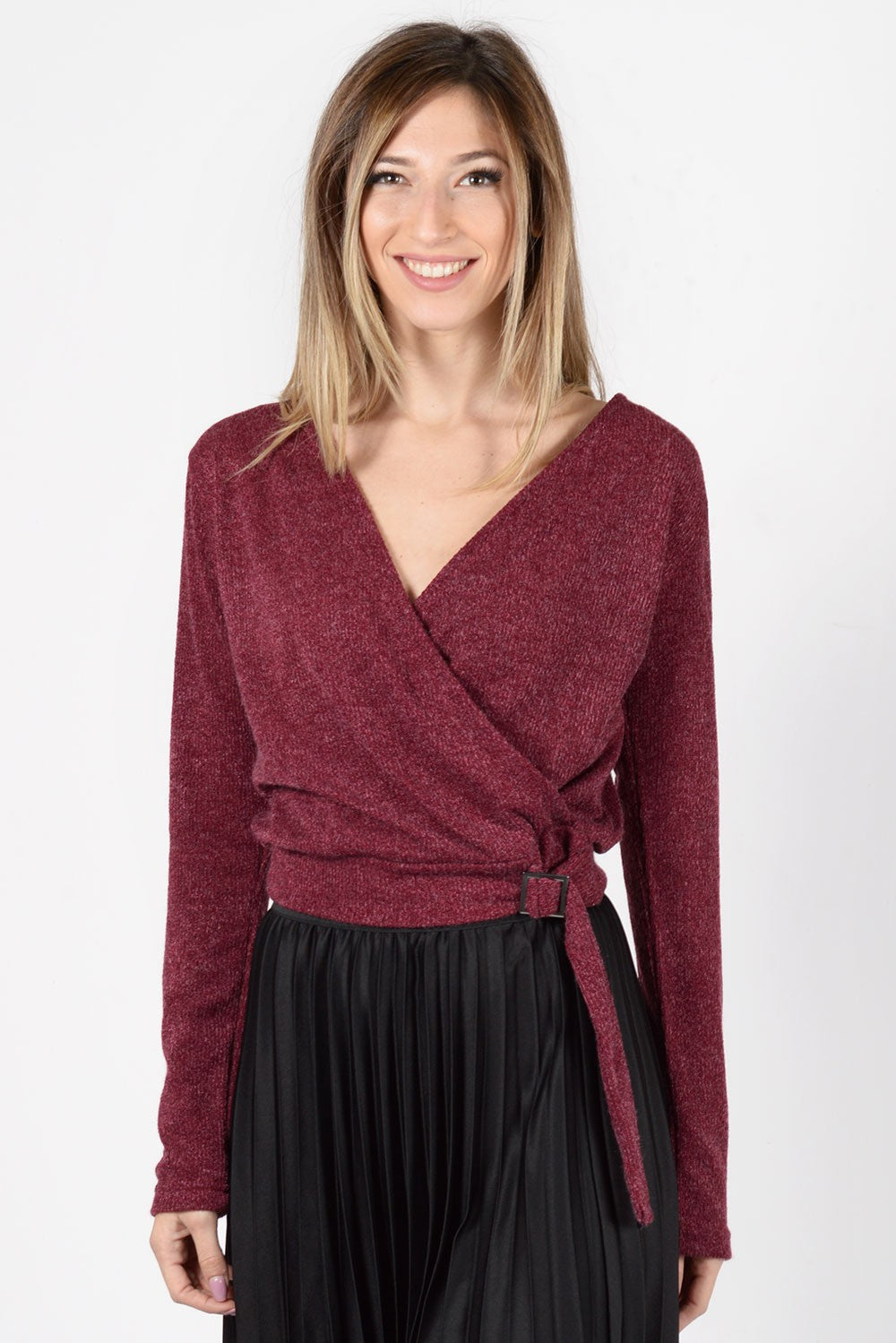 Πλεκτή μπλούζα με δέσιμο