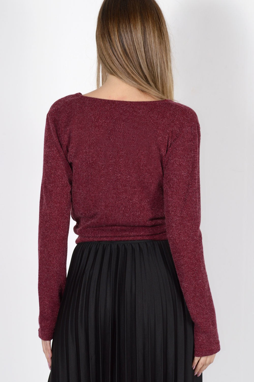 Πλεκτή μπλούζα με δέσιμο