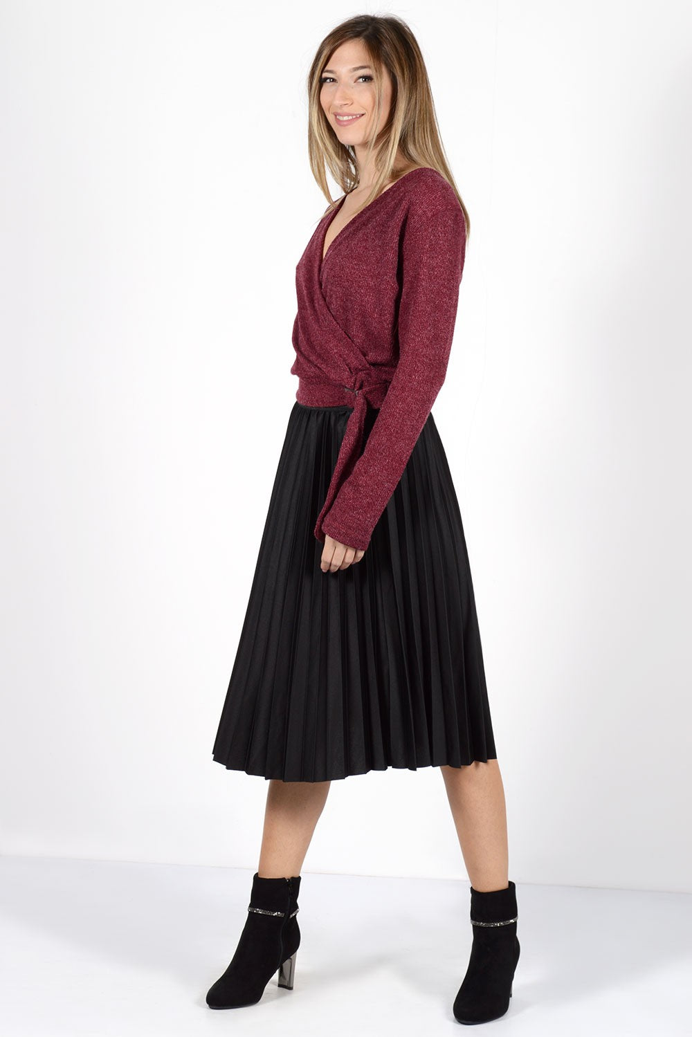 Πλεκτή μπλούζα με δέσιμο