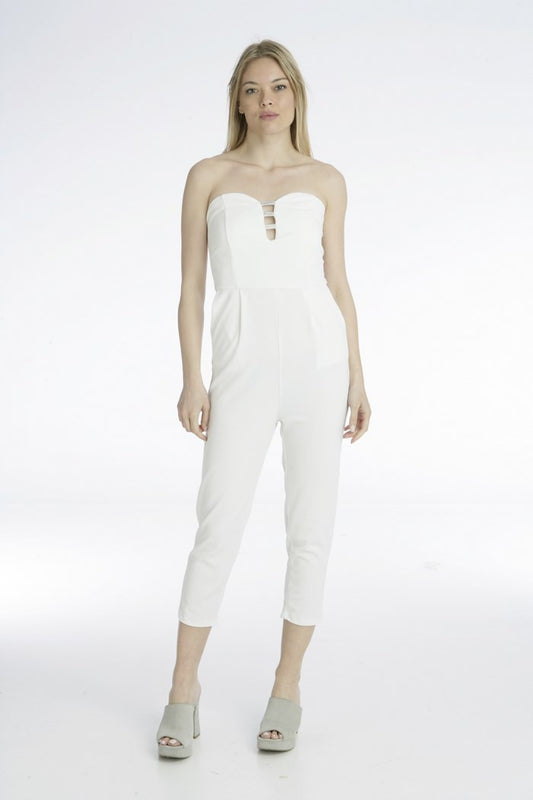 Ολόσωμη φόρμα strapless με ανοίγματα στο μπούστο