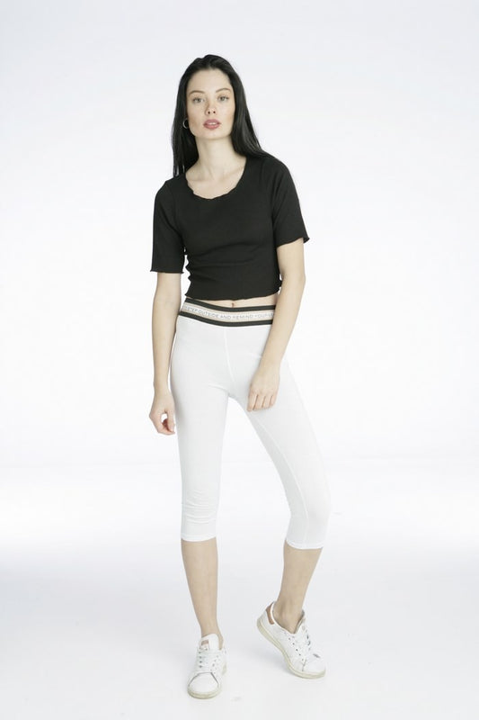 Κολάν βαμβακερό cropped με λάστιχο στη μέση