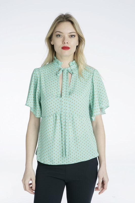 Μπλούζα πουά με κοντό μανίκι