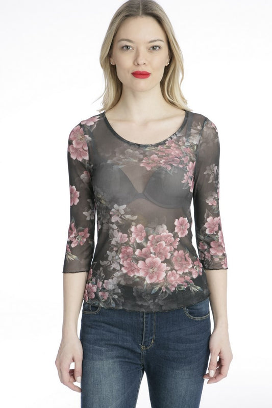 Top floral διαφανές ελαστικό