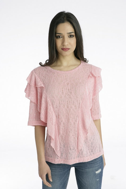 Μπλούζα κοντομάνικη με βολάν