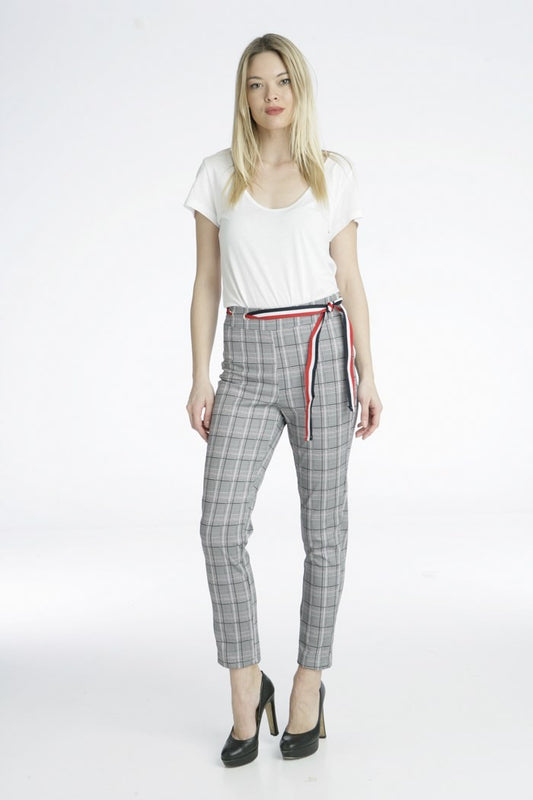 Παντελόνι καρό με ζώνη