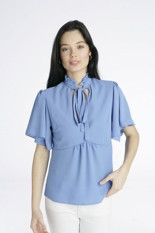 Μπλούζα με άνοιγμα και δέσιμο στο λαιμό