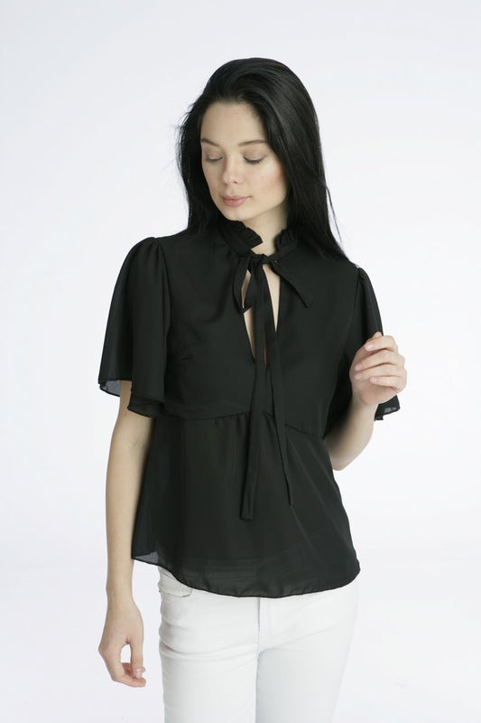 Μπλούζα με άνοιγμα και δέσιμο στο λαιμό