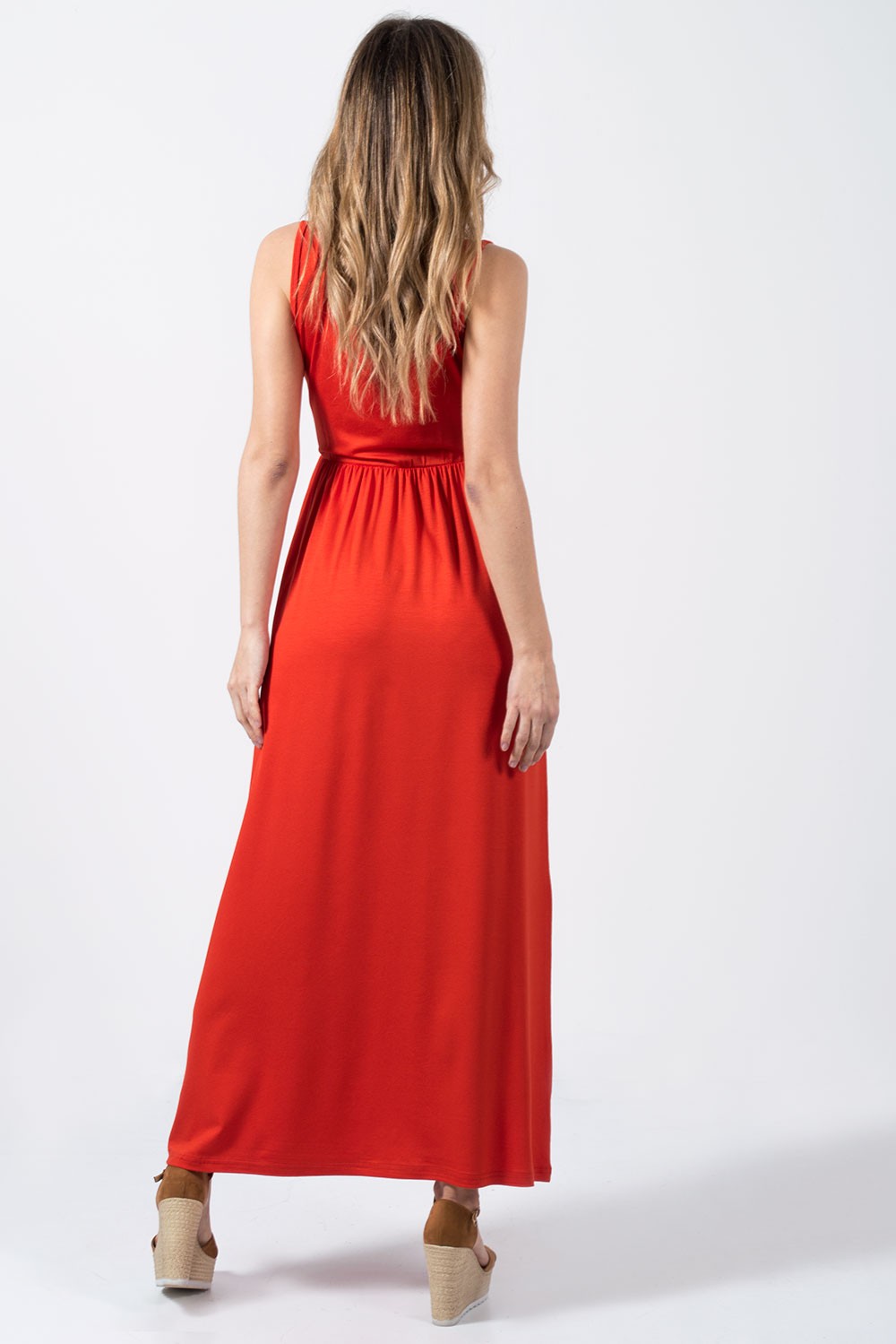 Φόρεμα αμάνικο maxi