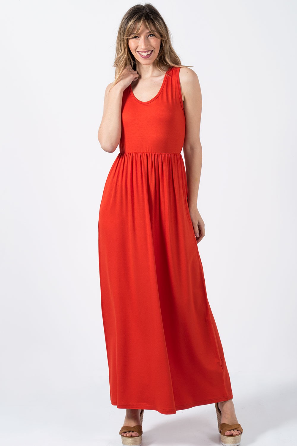 Φόρεμα αμάνικο maxi