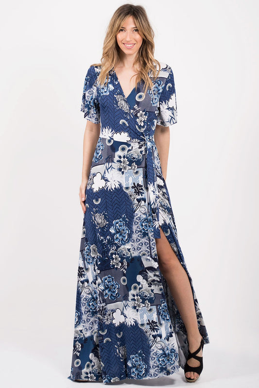 Φόρεμα maxi κρουαζέ printed