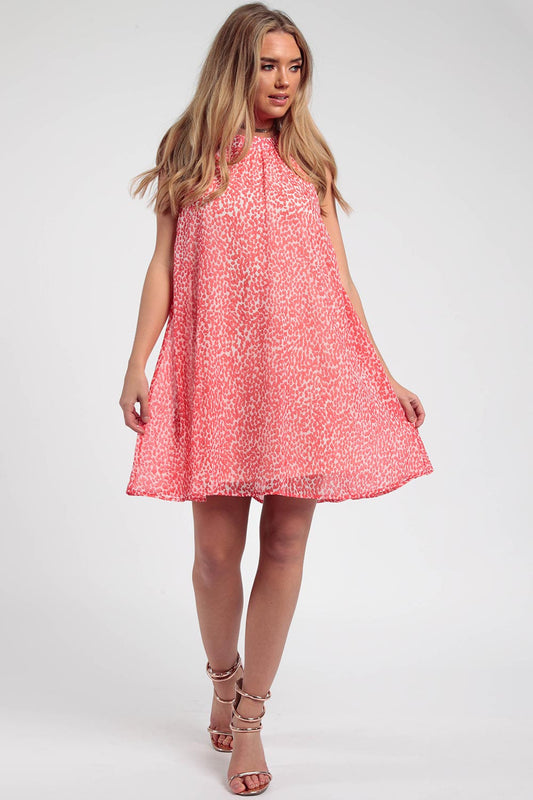 Φόρεμα mini εμπριμέ φαρδύ