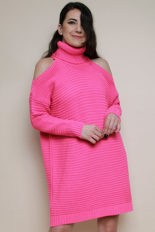 Πλεκτό φαρδύ φόρεμα ζιβάγκο