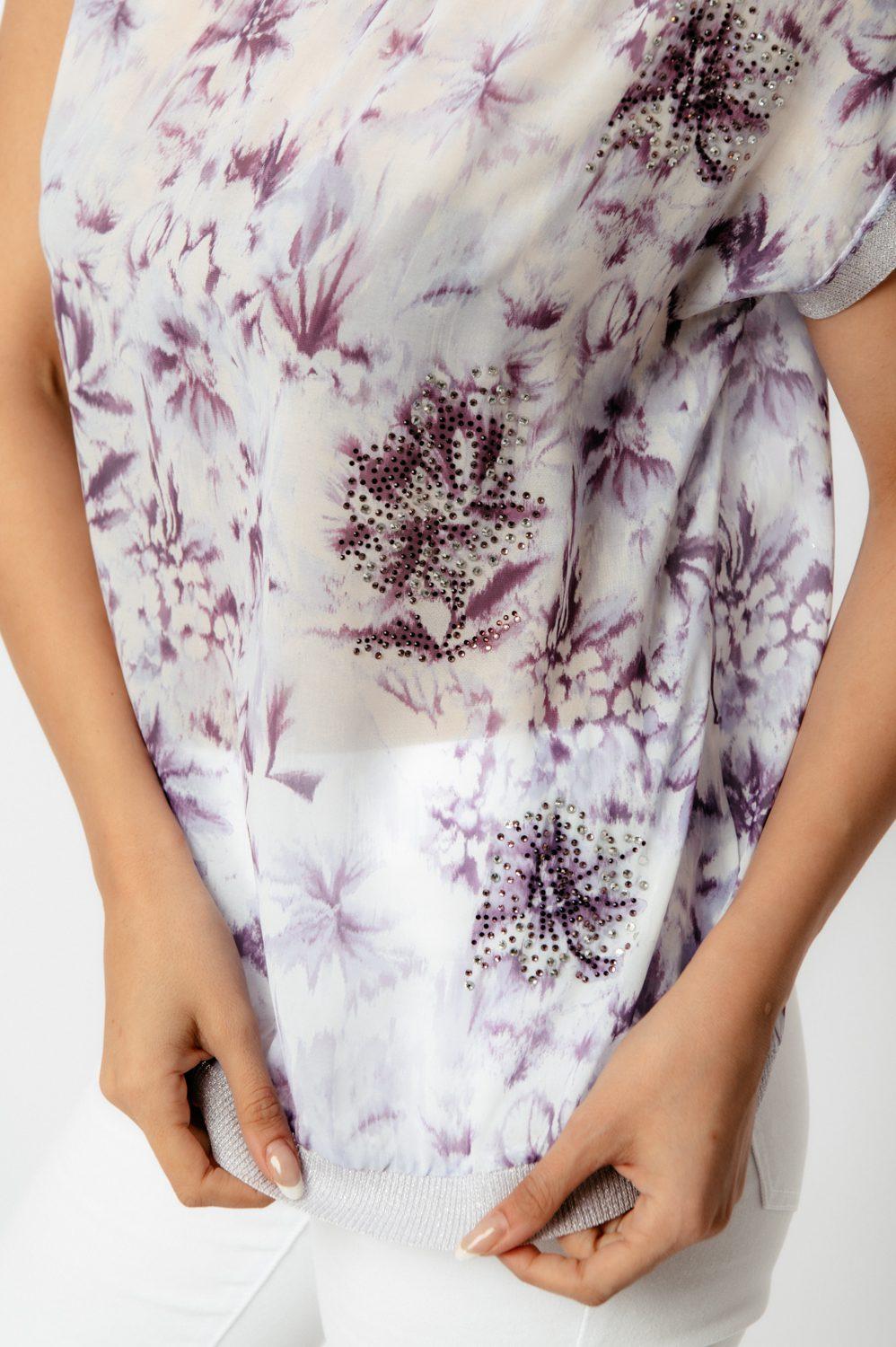 Top floral με lurex