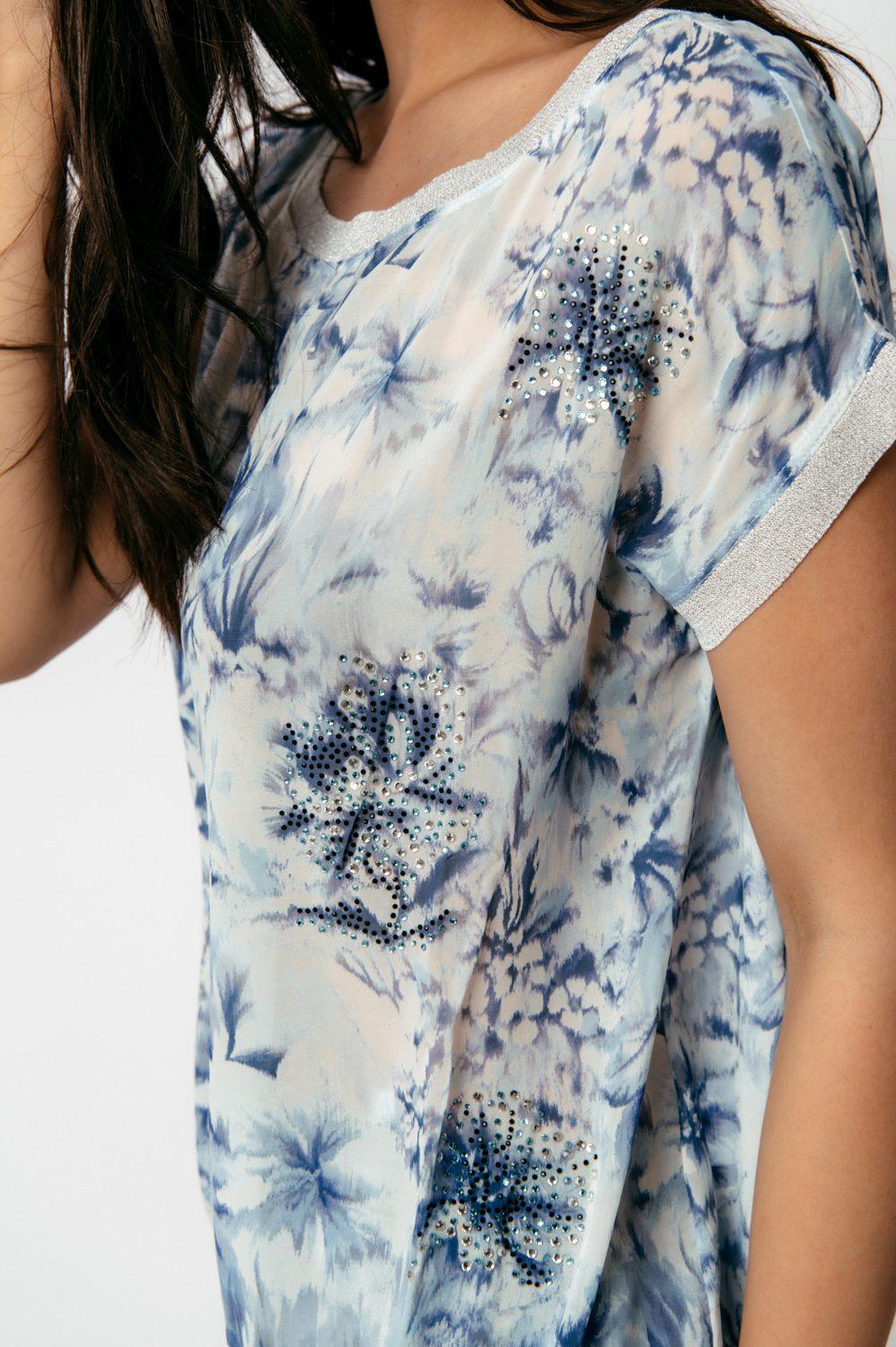 Top floral με lurex