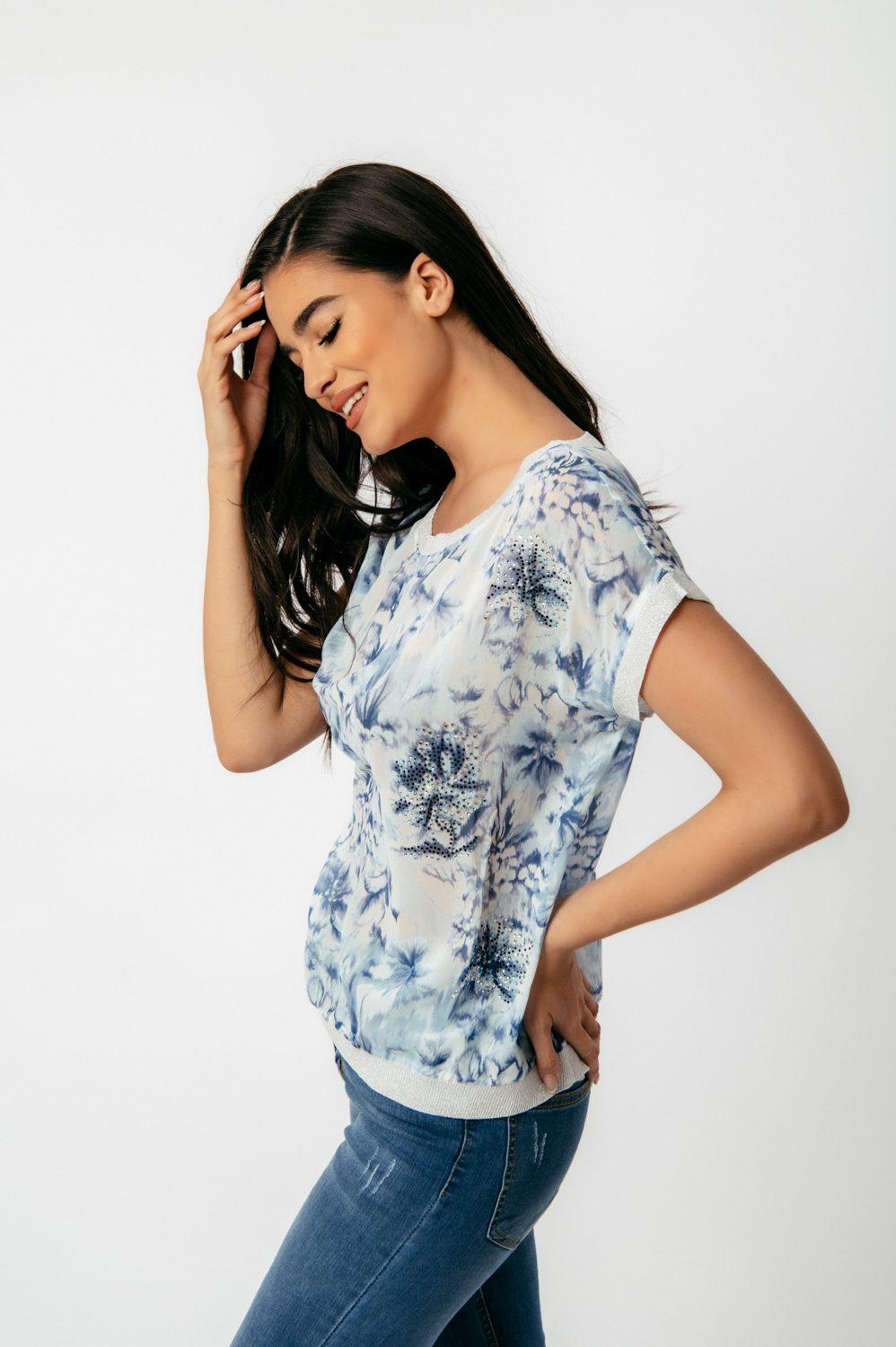 Top floral με lurex
