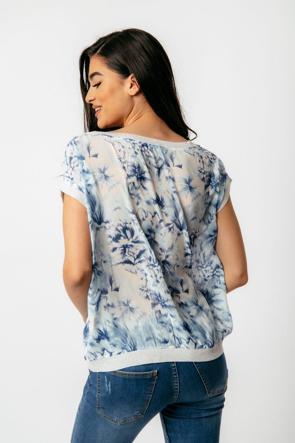 Top floral με lurex