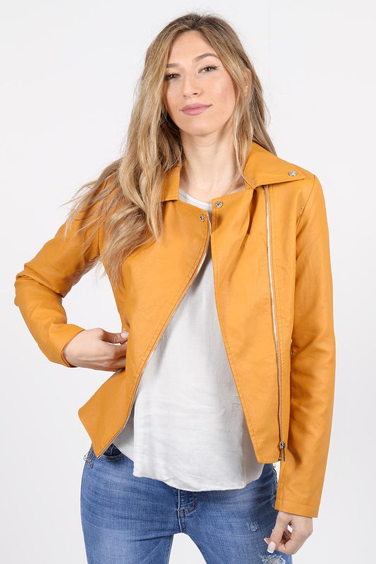 Μπουφάν biker δερματίνη