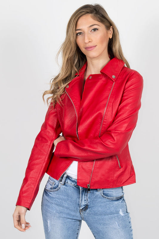 Μπουφάν biker δερματίνη