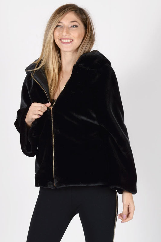 Γούνινο Jacket με κουκούλα