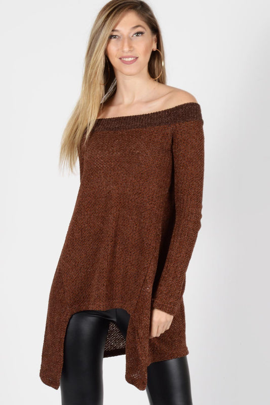 Μπλούζα σενίλ έξωμη