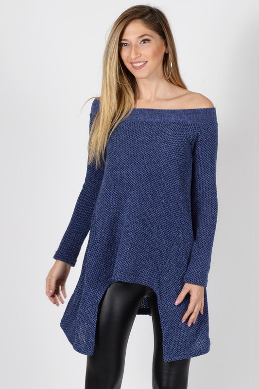 Μπλούζα σενίλ έξωμη