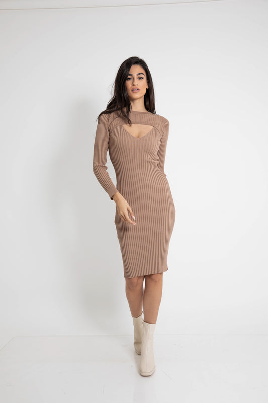 Φόρεμα midi rib με boleros