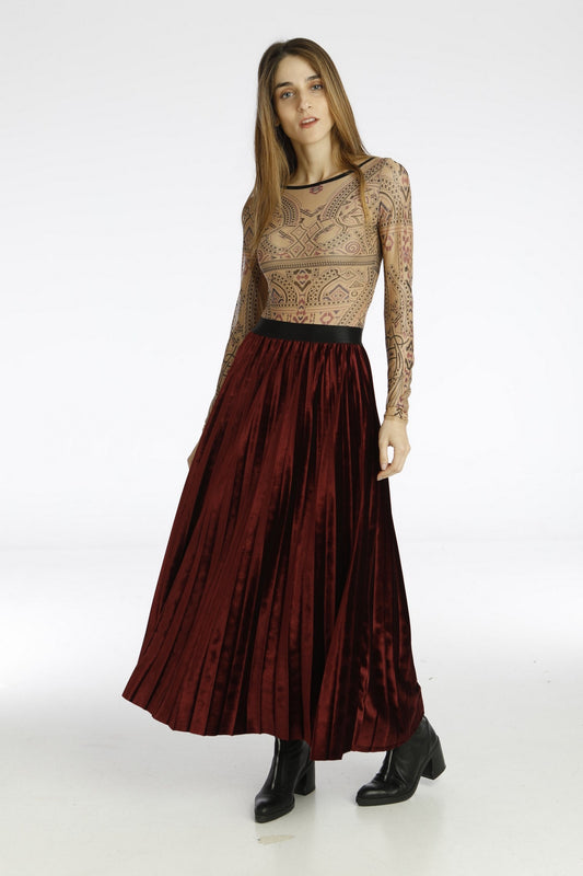 Φούστα πλισέ βελουτέ