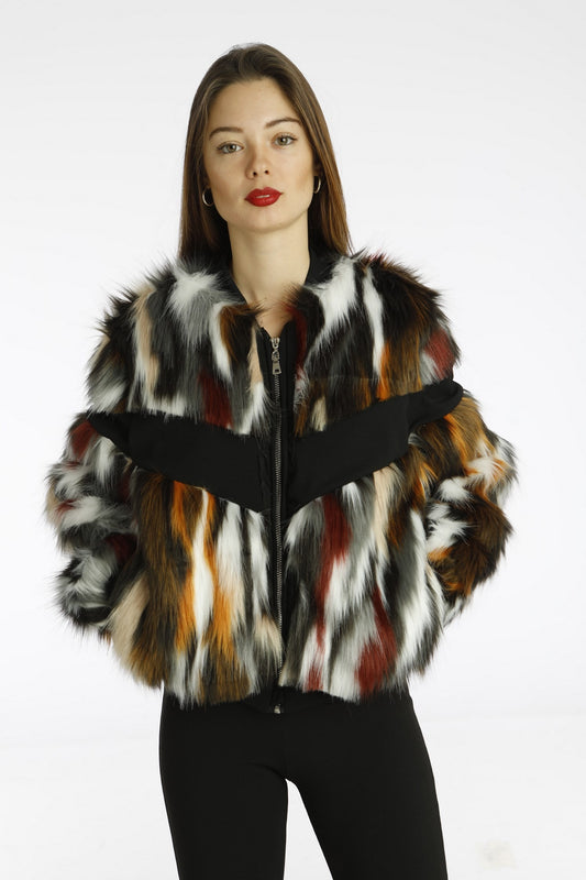Jacket γούνινο πολύχρωμο