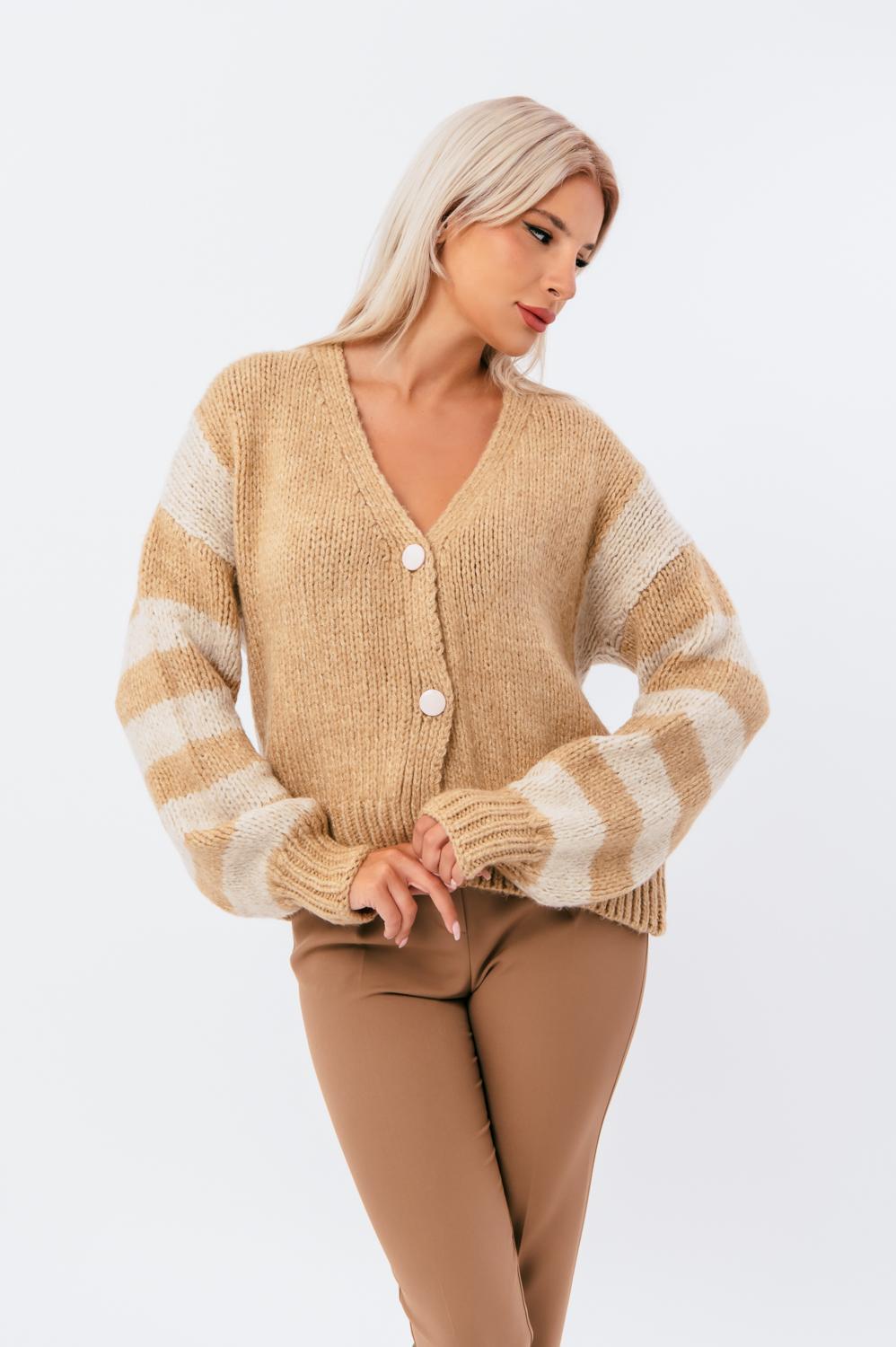 Ζακετάκι πλεκτό oversized ριγέ